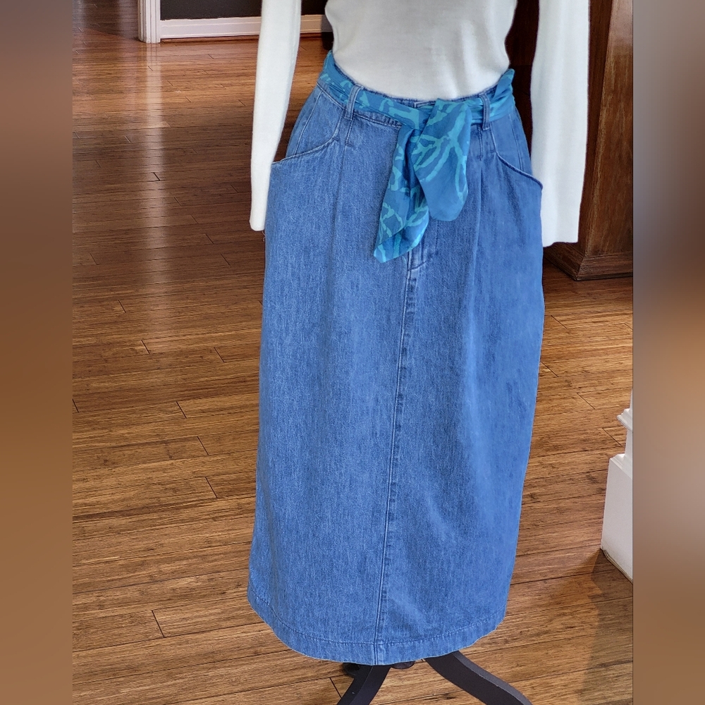Gotcha Covered Vintage Midi Denim Skirt Large (Vtg Size 14) - Picture 3 of 13